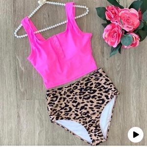 💖 Square neck button 2 piece swim suit 💖
